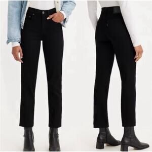 Levi’s 724 High-Rise Slim Straight Denim Jeans in Black Size 30